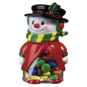 Christmas figurka Sněhulák - pokladnička s barevným dražé 110g 